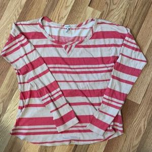 Splendid striped top, size: large, color: tan/pink